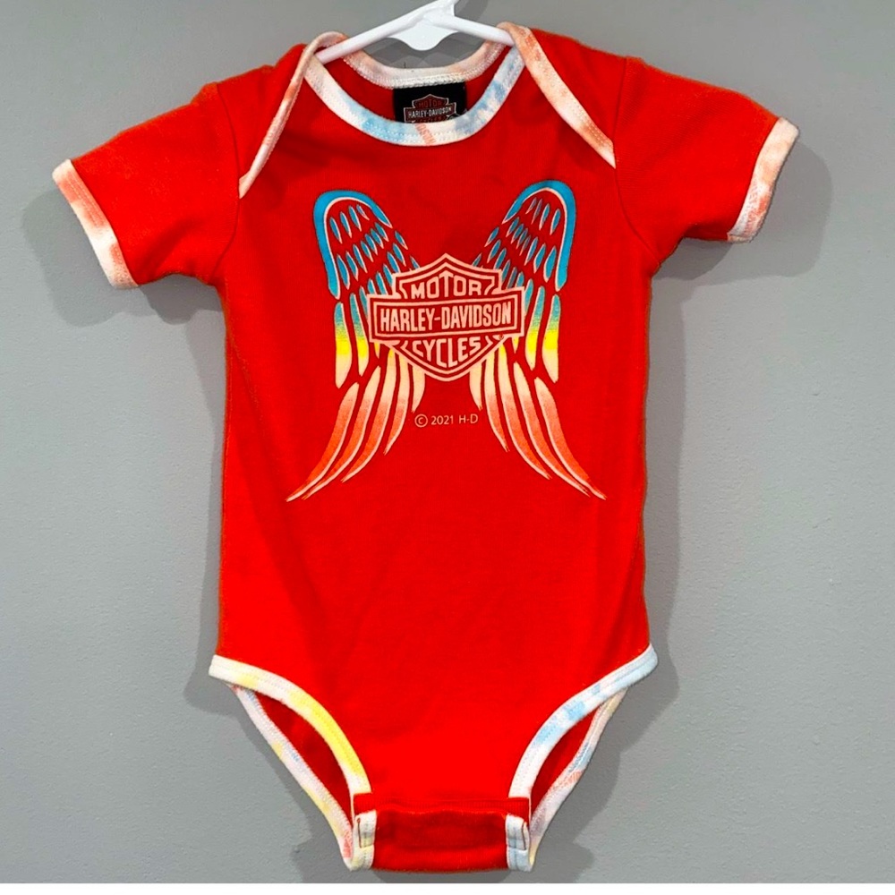 Harley-Davidson Motor Cycles Angel Wing Multi-Colored Onesie 6-9 Months
